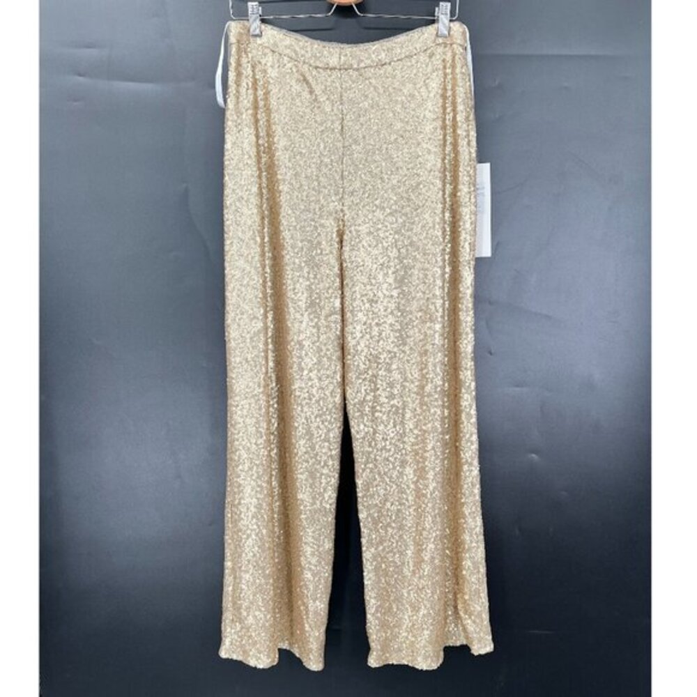 NEW Revelry high rise wide leg sequin pants wedding guest prom cocktail gold 10